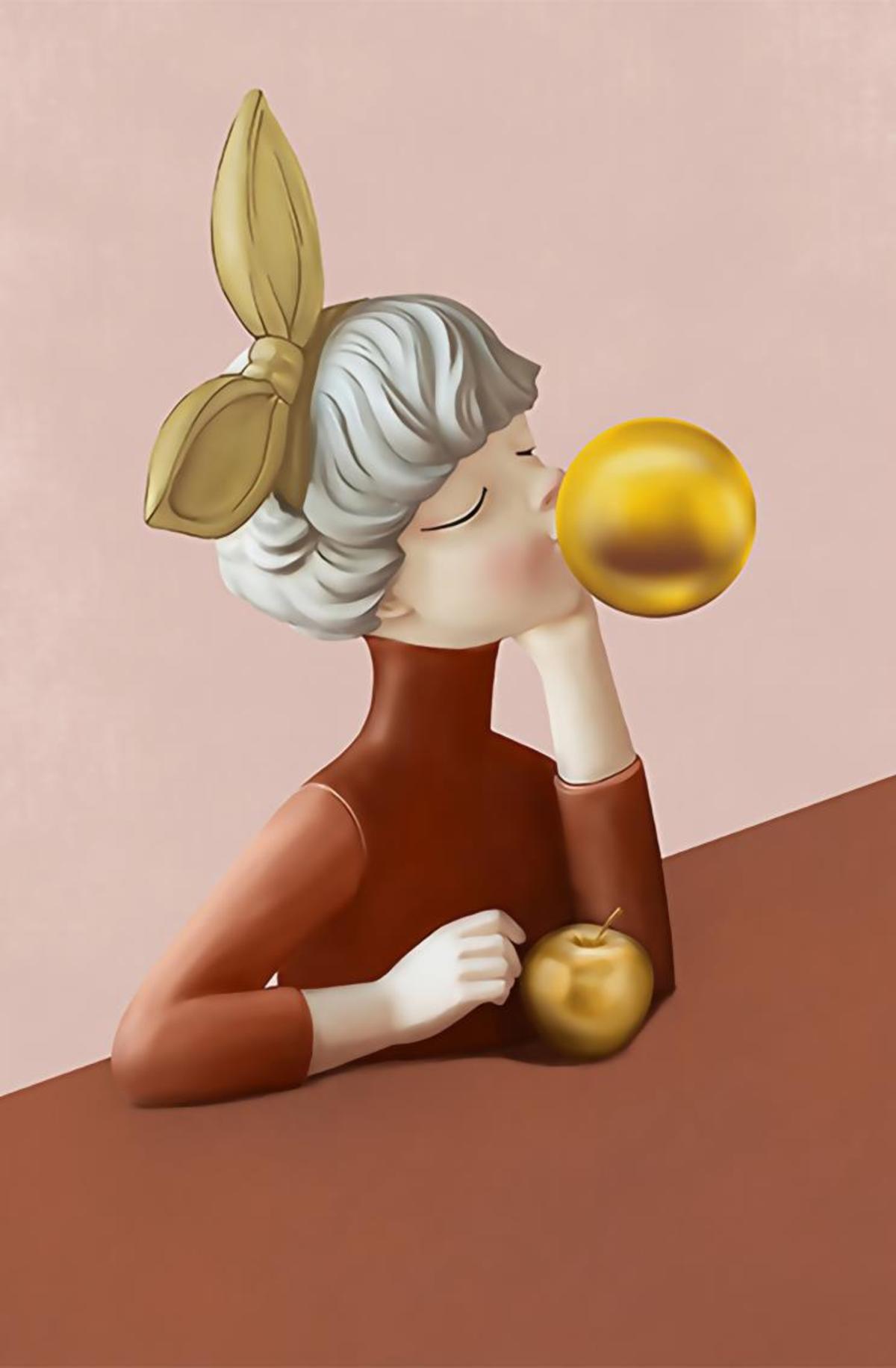 少女手绘插画装饰画