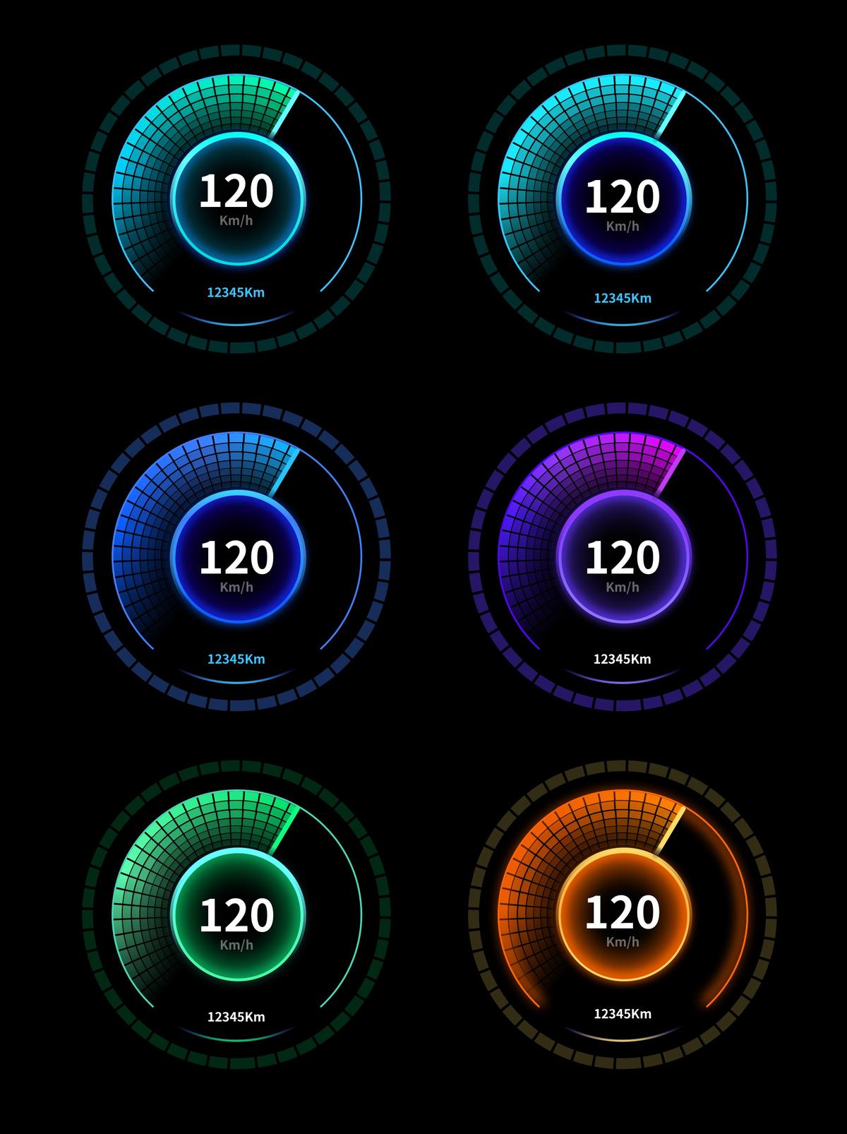 科技感汽车车载系统UI数据大屏酷炫光感霓虹灯仪表盘