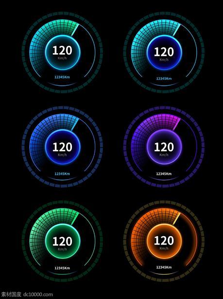 科技感汽车车载系统UI数据大屏酷炫光感霓虹灯仪表盘 - 源文件