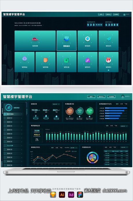数据可视化智慧园区后台管理UI数字首页-源文件-素材国度dc10000.com