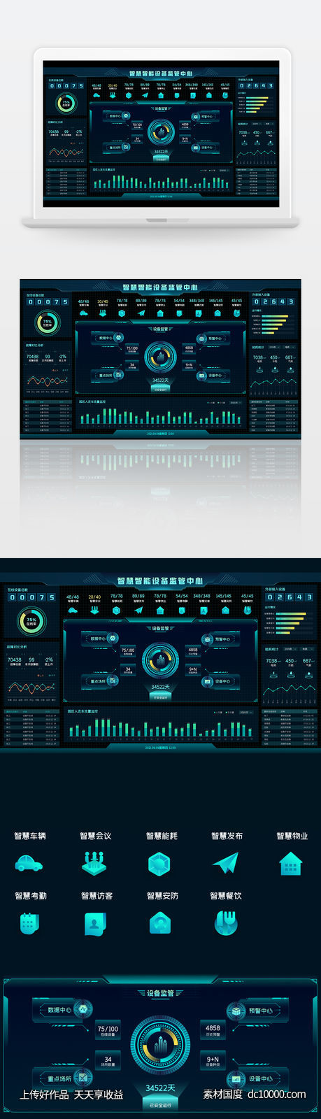 大数据可视化科技智慧智能统计后台监管中心-源文件-素材国度dc10000.com