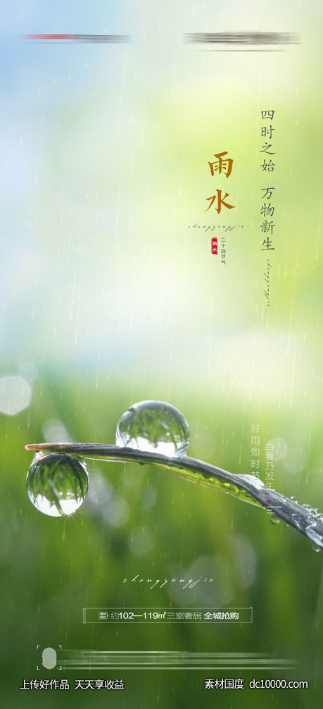 雨水节气海报 - 源文件