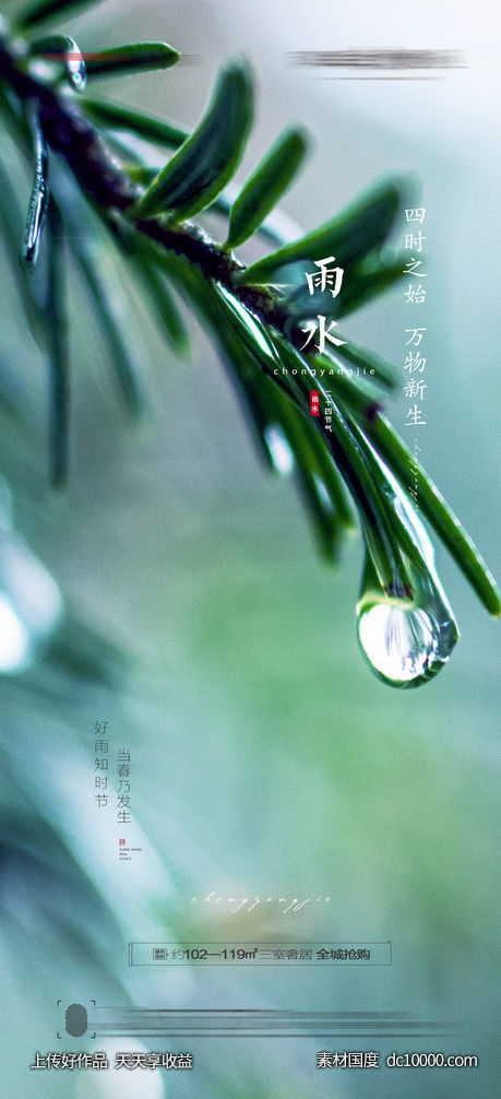 雨水节气海报 - 源文件