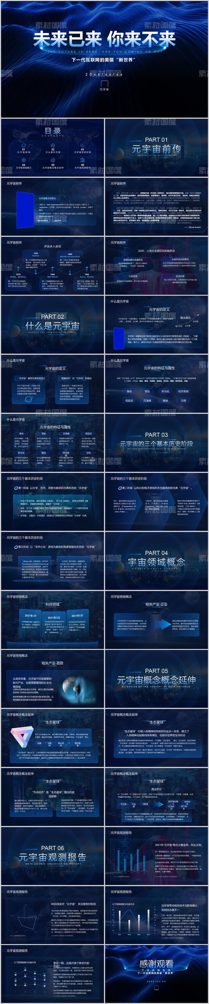 蓝色科技炫酷元宇宙项目介绍PPT模板