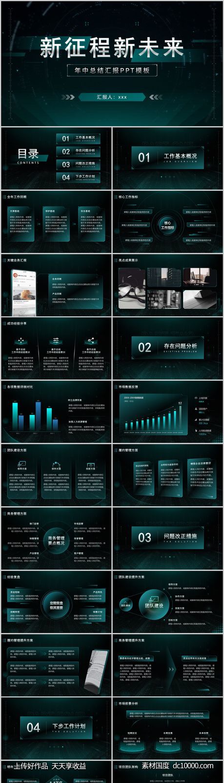 绿色科技年中总结汇报PPT-源文件-素材国度dc10000.com