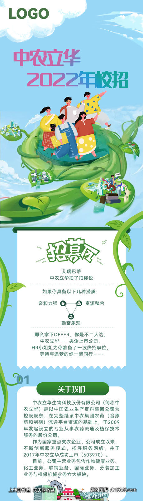 公司校园招聘H5 微信长图 企业招聘宣传图 -源文件-素材国度dc10000.com