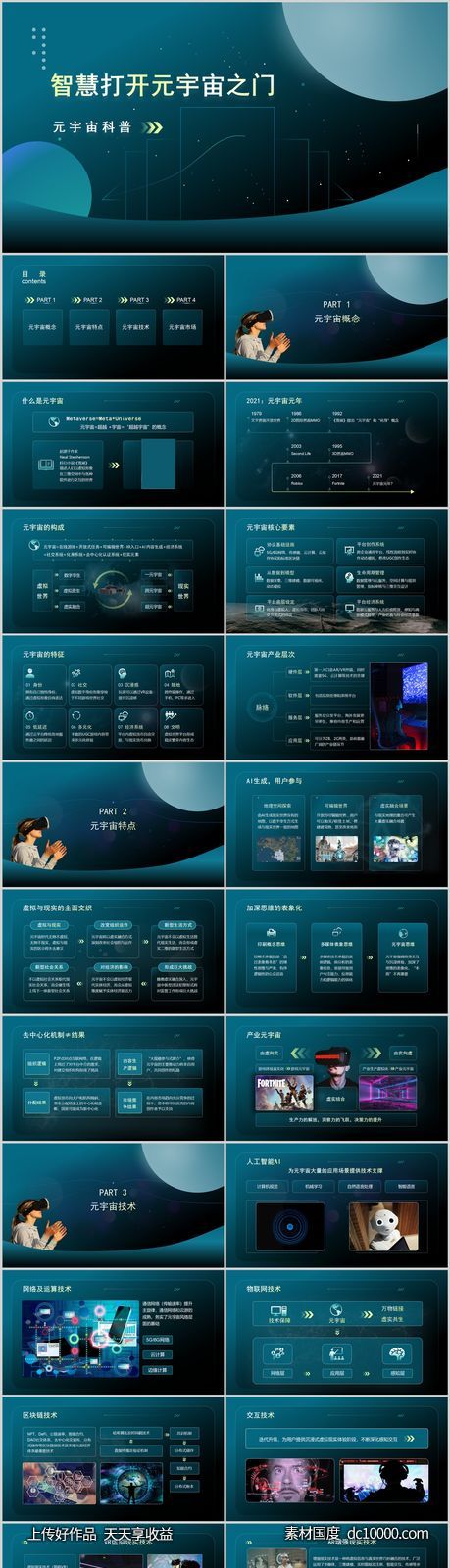 科技风赛博元宇宙介绍科技太空未来创意 PPT - 源文件