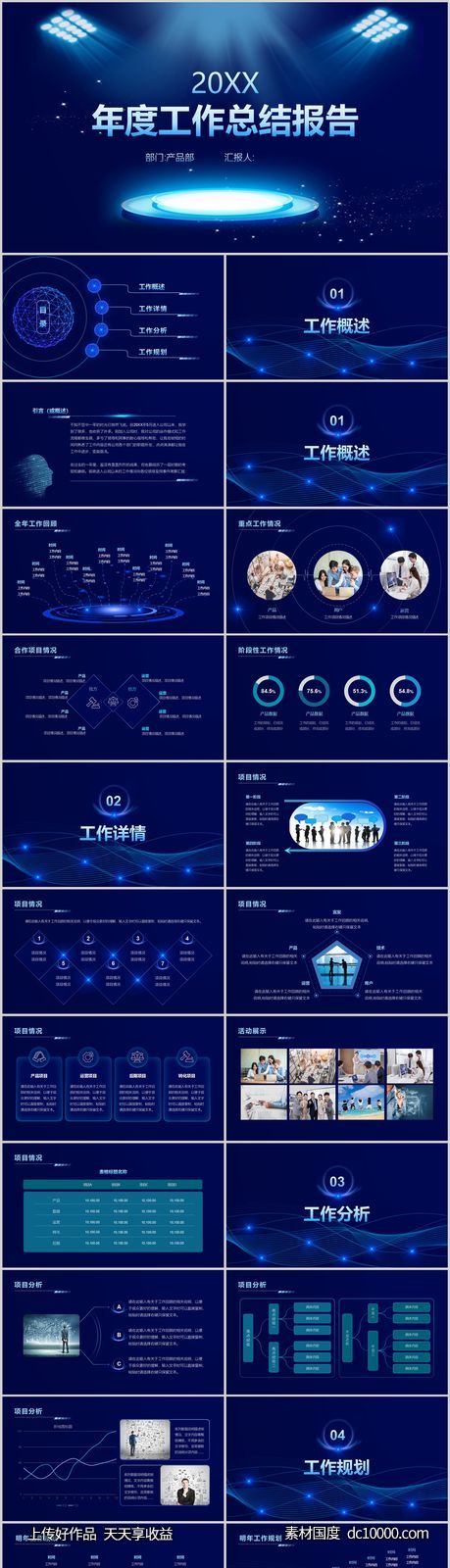 蓝色科技风年终总结PPT-源文件-素材国度dc10000.com