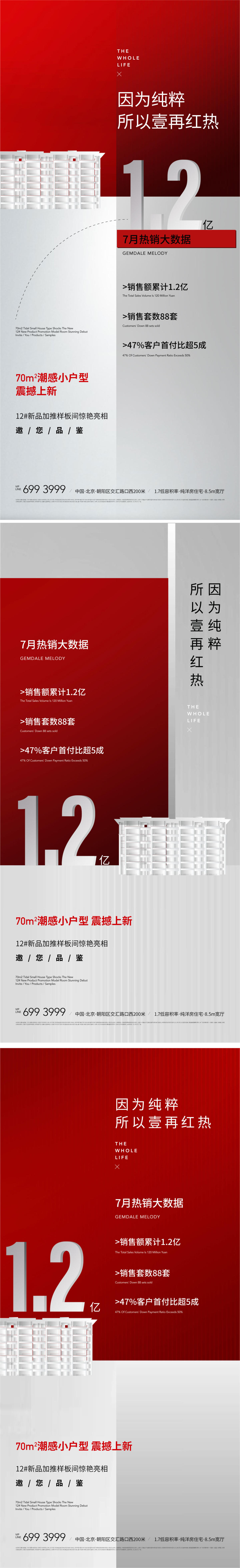 地产热销数据红色质感纹理海报