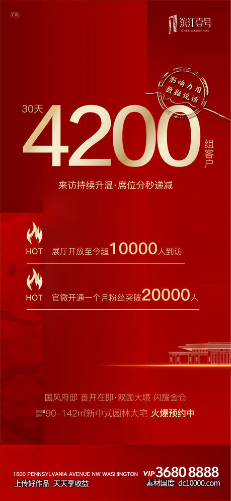 红金地产开盘大气热销移动端海报-源文件-素材国度dc10000.com