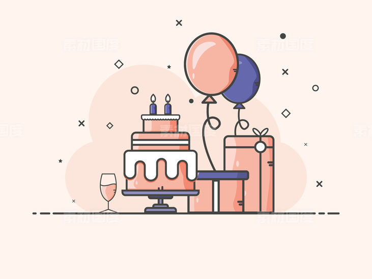 AI生日蛋糕插画