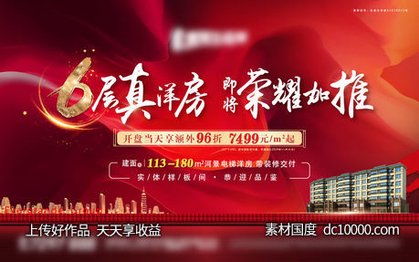 洋房加推红色背景展板-源文件-素材国度dc10000.com