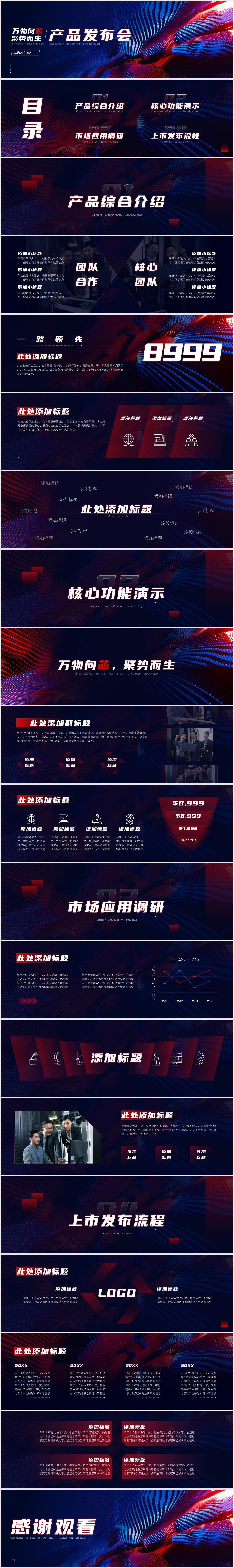 红蓝科技风产品发布会宽屏PPT