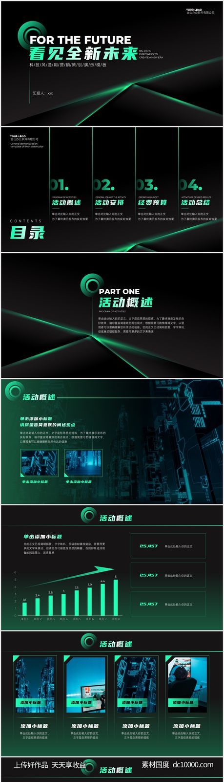 绿色渐变科技风营销策划PPT-源文件-素材国度dc10000.com